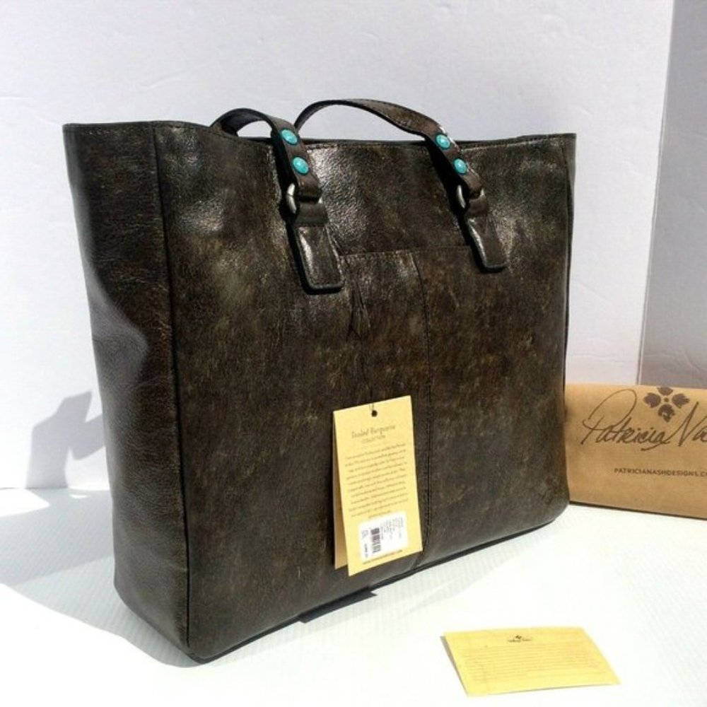 Patricia Nash Solaro Turquoise Leather Tote NWT - Picture 3 of 6